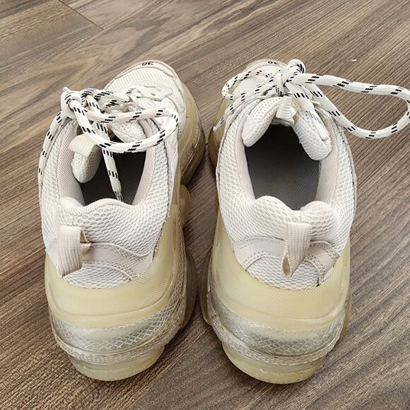 BALENCIAGA Fabric Mesh Clear Sole Triple S Sneakers - Picture 5 of 7